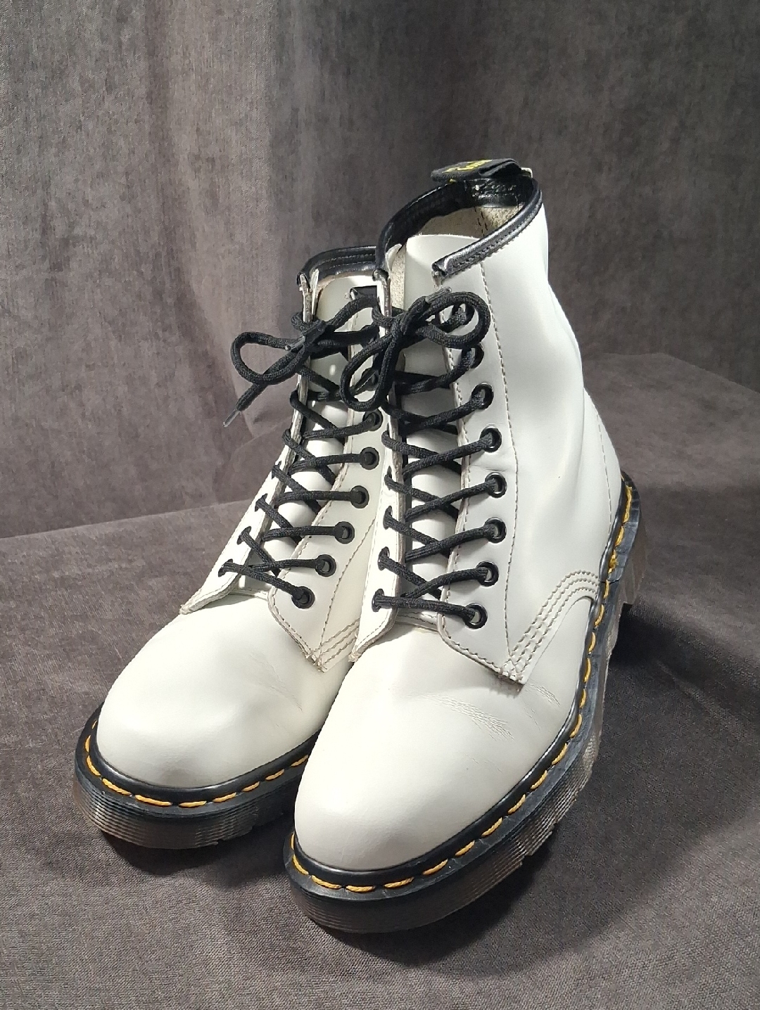 Dr. Martens 1460 Smooth White Leather Boots Vg- Uk4.5 Us6.5 Made In England